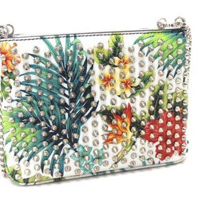 Christian Louboutin Small White Floral Bag Studs Chain Bright Red Yellow Green